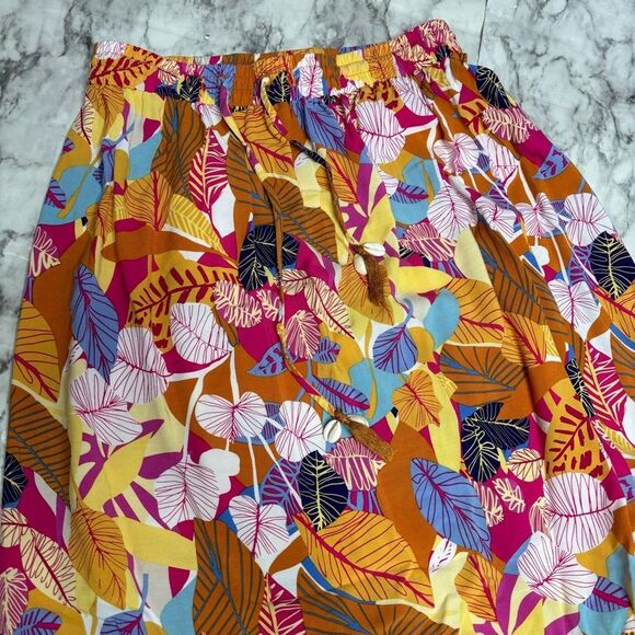 C&C California Floral Tropical MIDI Skirt size small pink yellow vacation boho - Picture 2 of 7